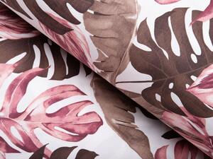Biante Bavlnený oválny obrus Sandra SA-227 Hnedé a staroružové tropické listy na bielom 100x140 cm