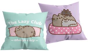 Obojstranný vankúš mačička Pusheen - motív The lazy club - 40 x 40 cm
