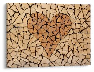 Obraz - Srdce z dreva (70x50 cm)