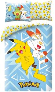 Posteľné obliečky z mikrovlákna Pokémoni Pikachu, Scorbunny, Grookey a Sobble - 140 x 90 cm + 70 x 90 cm