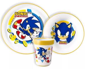 Sada plastového riadu Ježko Sonic s kelímkom a protišmykom - 3 diely