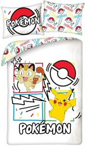 Posteľné obliečky z mikrovlákna Pokémoni Pikachu a Meowth - 70 x 90 cm + 140 x 200 cm