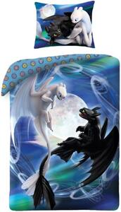 Detské bavlnené posteľné obliečky Ako si vycvičiť draka - Toothless a Light Fury - 100% bavlna - 70 x 90 cm + 140 x 200 cm