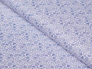Bavlnená látka/plátno Sandra SA-163 Modré srdiečka na bielom - šírka 140 cm