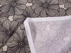 Biante Dekoračný obdĺžnikový obrus Leona LN-076 Čierne kvety na režnom 50x100 cm