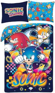 Obojstranné posteľné obliečky z mikrovlákna Ježko Sonic - 70 x 90 cm + 140 x 200 cm - zipsové zapínanie