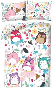 Obojstranné posteľné obliečky z mikrovlákna Squishmallows – motív Flower Friends - 70 x 90 cm + 140 x 200 cm - zipsové zapínanie
