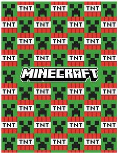 Coral fleece deka Minecraft - Creeper & TNT - 130 x 170 cm
