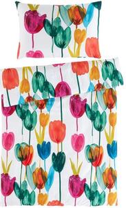 Saténové posteľné obliečky Tulipi s veľkými kvetmi tulipánov - Bedtex Exclusive - 100% bavlna - 70 x 90 cm + 140 x 200 cm