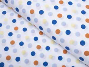 Biante Bavlnené posteľné obliečky Sandra SA-120 Modré a hnedé bodky na bielom Jednolôžko 140x200 a 70x90 cm