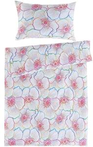 Saténové posteľné obliečky Bloom s veľkými kvetmi ibiškov - Bedtex Exclusive - 100% prémiová bavlna - 70 x 90 cm + 140 x 200 cm