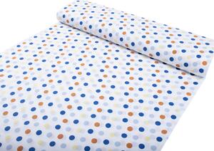 Biante Detské bavlnené posteľné obliečky do postieľky Sandra SA-120 Modré a hnedé bodky na bielom Do postieľky 90x130 a 40x60 cm