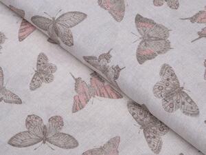 Biante Dekoračná obliečka na vankúš Leona LN-019 Hnedoružové motýle na režnom 50 x 70 cm