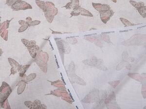 Biante Dekoračný záves Leona LN-019 Hnedoružové motýle na režnom 130x140 cm