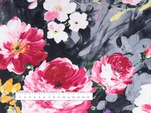 Biante Dekoračný štvorcový obrus PM-020 Maľované kvety na sivom 40x40 cm