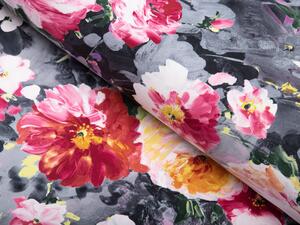 Biante Dekoračný behúň na stôl PM-020 Maľované kvety na sivom 20x120 cm