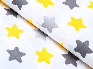 Biante Detské bavlnené posteľné obliečky Sandra SA-203 Žlto-sivé hviezdy Jednolôžko 140x200 a 70x90 cm