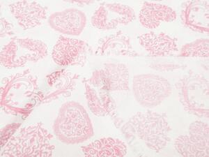 Bavlnená látka/plátno Sandra SA-155 Svetlo ružové srdcia na bielom - šírka 140 cm