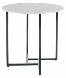 ALTO II jedálenský stôl, pr. 80cm, biely efekt mramoru/kov čierny