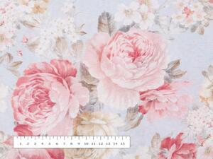 Biante Dekoračné prestieranie na stôl Leona LN-085 Veľké ružové a biele kvety na pastelovo modrom 30x40 cm