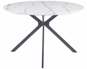 ASTER stôl priemer 120cm, biely efekt mramoru/nohy čierny mat