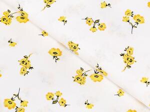Biante Bavlnený obdĺžnikový obrus Sandra SA-084 Žlté kvety na bielom 50x100 cm