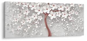 Obraz - Obraz bieleho stromu s kvetinami, rosegold (120x50 cm)