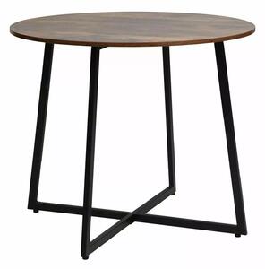 LUNA stôl, priemer 90 cm, hnedá rustikálna/čierna