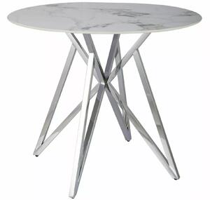 MURANO stôl jedálenský, priemer 90cm, biely/podnož chróm