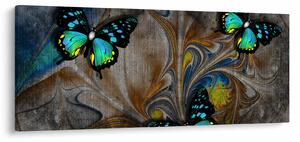 Obraz - Žiariví motýle na obraze (120x50 cm)