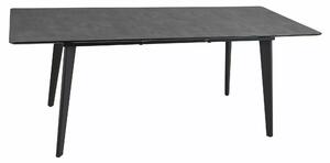 RENE stôl jedálenský 160(200)x90cm, sivý efekt mramoru/ čierna