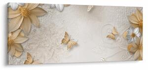 Obraz - Kvety s motýlikmi (120x50 cm)