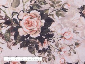 Dekoračná látka Leona LN-092 Popínavé ruže na ružovom - šírka 140 cm