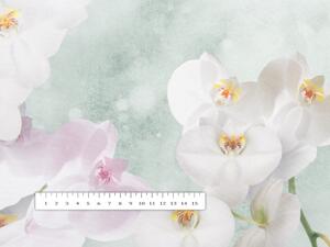 Dekoračná látka PM-019 Orchidey na svetlo zelenom - šírka 150 cm