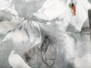 Zamatová látka Tamara TMR-016 Designové kvetiny na sivozelenom - šírka 150 cm