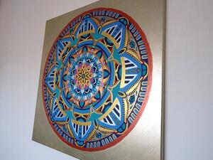 Obraz Mandala Serenity - modrá, 90x90 cm, ručná maľba