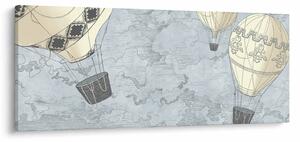 Obraz - Balóny nad mestom, chladné tóny (120x50 cm)