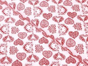 Bavlnená látka/plátno Sandra SA-151 Rubínovo červené srdcia na bielom - šírka 140 cm