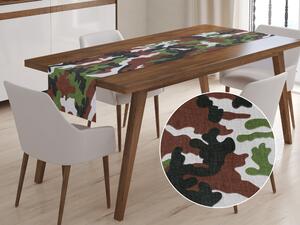 Biante Bavlnený behúň na stôl Sandra SA-106 Maskáčový vzor hnedo-olivový 20x120 cm