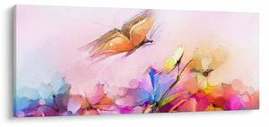 Obraz - Motýľ nad kvetinou, abstrakcia (120x50 cm)
