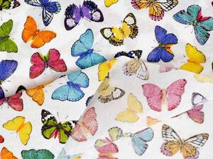 Biante Detský dekoračný záves Leona LN-062 Farebné motýliky na bielom 130x170 cm