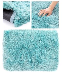 Štýlový chlpatý koberec do obývačky 160 X 200 cm Modrá