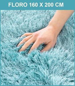 Štýlový chlpatý koberec do obývačky 160 X 200 cm Modrá