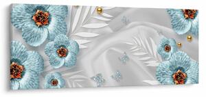 Obraz - 3D modré kvety (120x50 cm)
