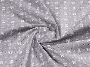 Biante Detské bavlnené posteľné obliečky do postieľky Sandra SA-010 Motýliky na sivom Do postieľky 90x140 a 50x70 cm