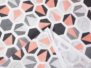 Biante Dekoračný záves Leona LN-031 Lososovo-sivé hexagóny 130x140 cm
