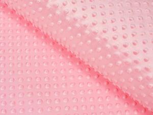 Detská látka Minky 3D bodky MKP-011 Svetlo ružová - šírka 150 cm