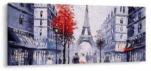 Obraz uličky v Paríži, olejomaľba (120x50 cm)