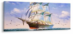 Obraz lode na vlnách (120x50 cm)