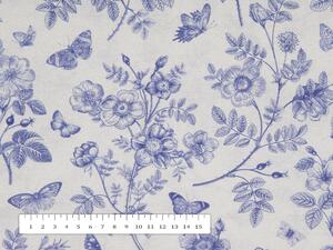 Biante Dekoračná obliečka na vankúš Leona LN-081 Modré kvety a motýliky na svetlo sivom 70 x 90 cm